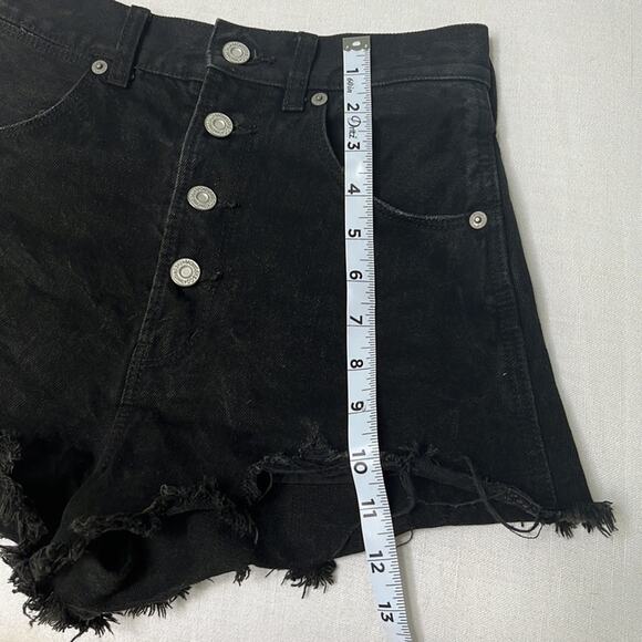 Moussy Button Fly Studded High Rise Denim Shorts Size 1 in Black - Picture 9 of 10
